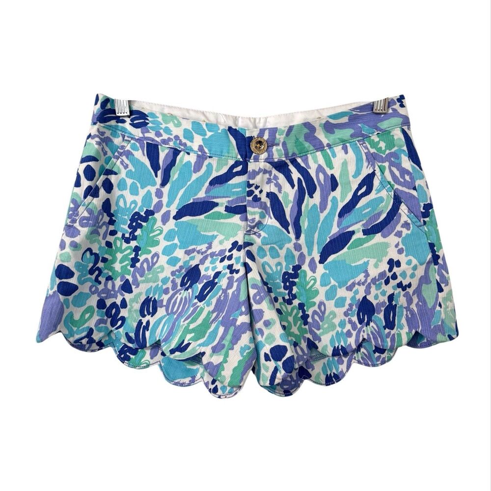 Lilly Pulitzer Buttercup Shorts Size 0 Blue Paisley‎ Tropical Resortwear Preppy